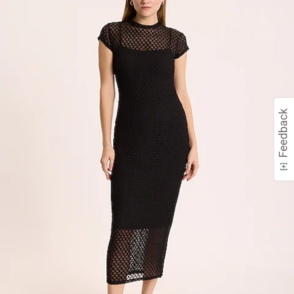Textured Mesh Crew Neck Cap Sleeve Midi Dress - Picture 1 of 5